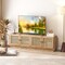 Oak Farmhouse TV Stand with Adjustable Shelves, Storage, PE Rattan and Cable Management